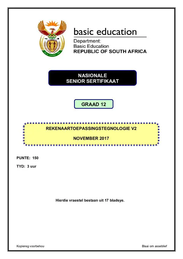 Computer Application Technology Paper 2 (Afrikaans)