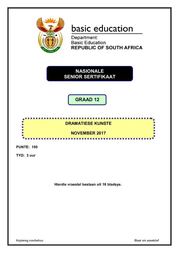 Dramatic Arts Paper 1 (Afrikaans)