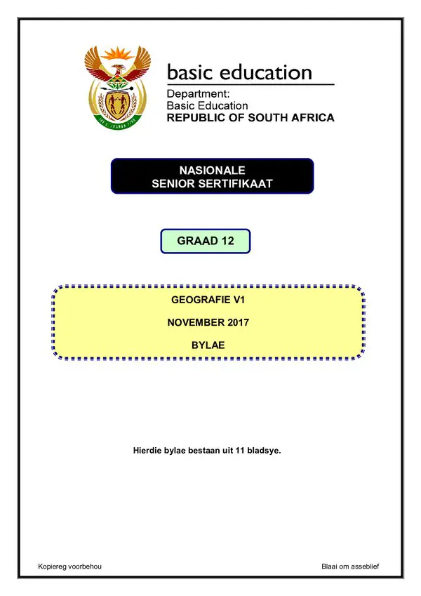 Geography Paper 1 Annexure (Afrikaans)