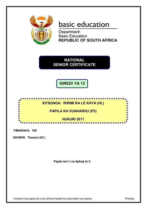 Xitsonga Hl P3
