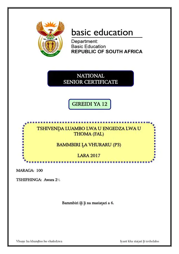 Tshivenda Fal P3