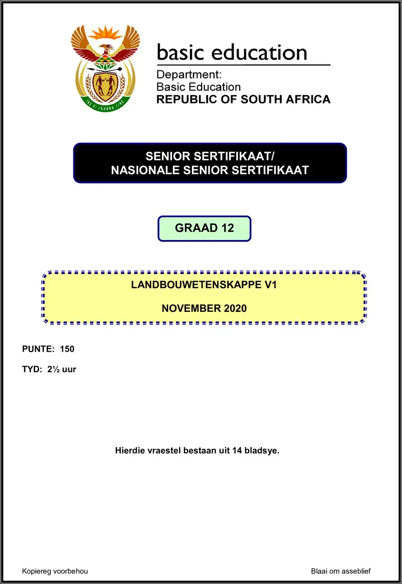 Agricultural Sciences P1 Nov 2020 Afr Gr12