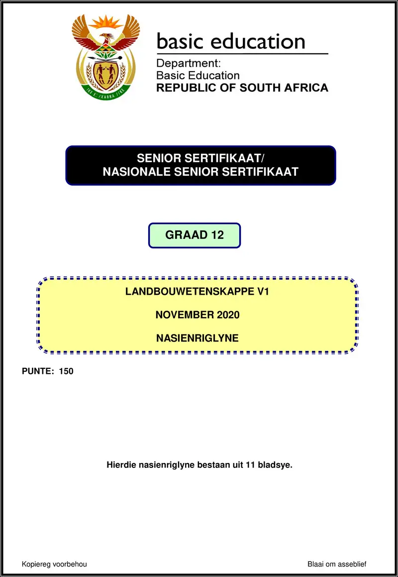 Agricultural Sciences P1 Nov 2020 Memo Afr Gr12