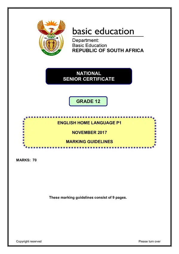 English Hl P1 Memo