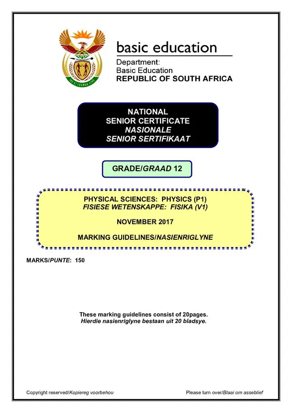Physical Sciences Memo 1 (English Afrikaans)