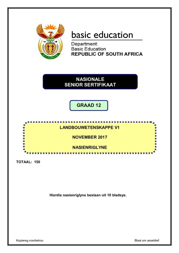Agricultural Sciences Memo 1 (Afrikaans)