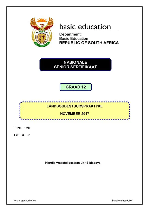 Agricultural Management Practices Paper 1 (Afrikaans)