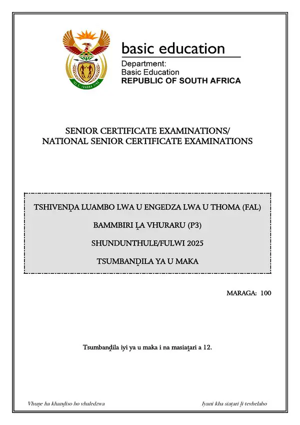 Tshivenda Fal P3 Memo