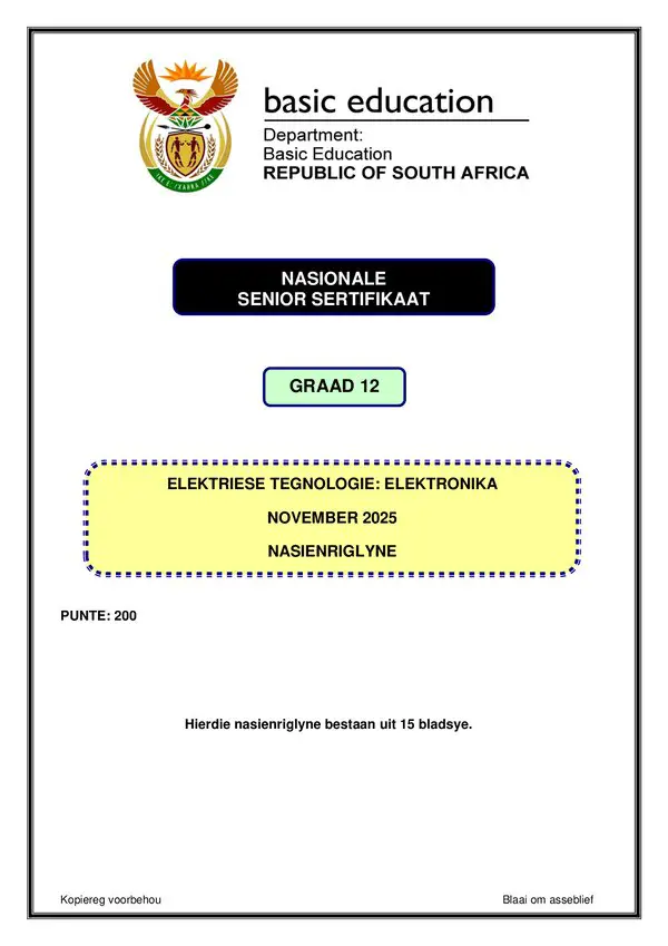 Electrical Technology Electronics Memo 1 (Afrikaans)