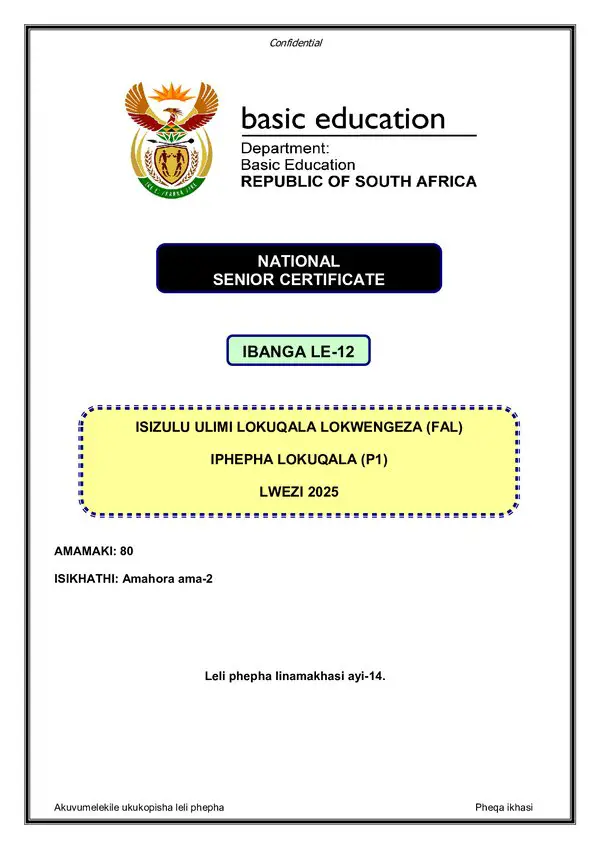 Isizulu Fal P1