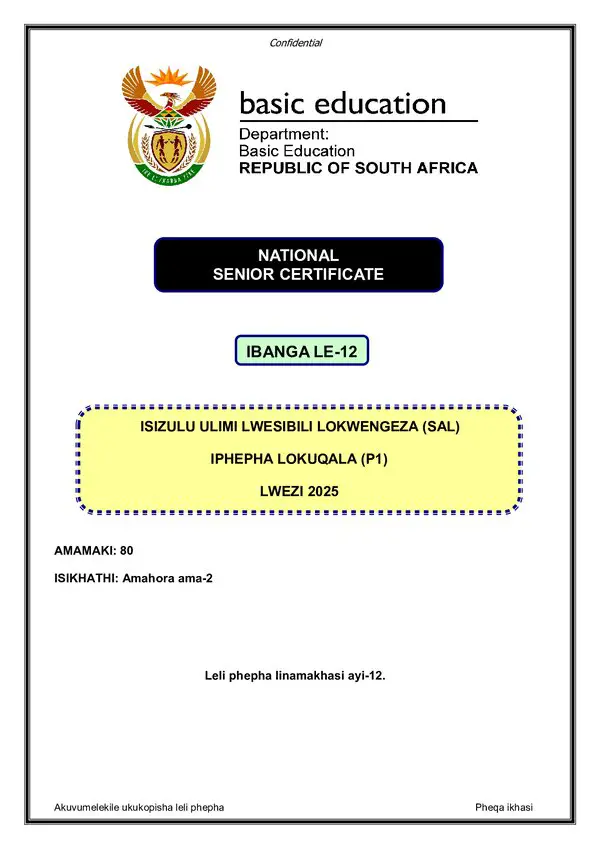 Isizulu Sal P1