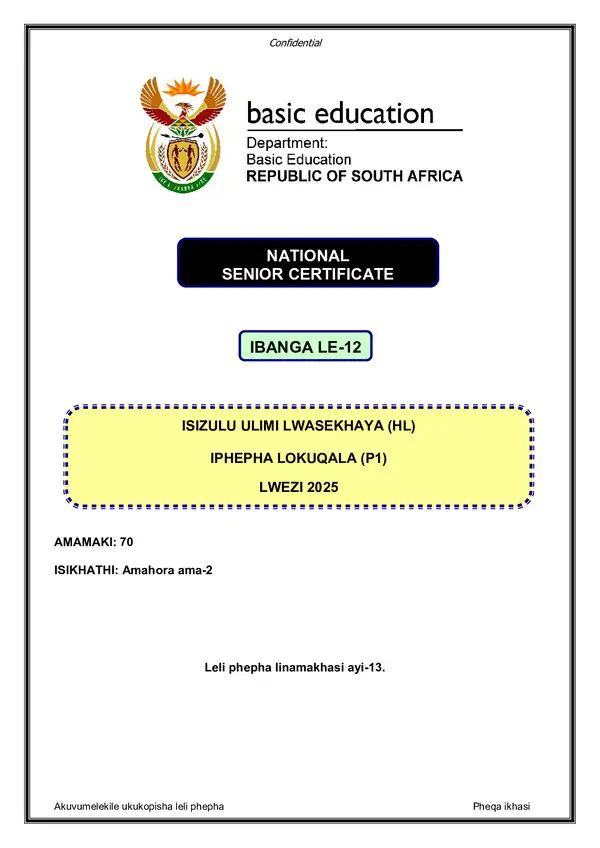 Isizulu Hl P1