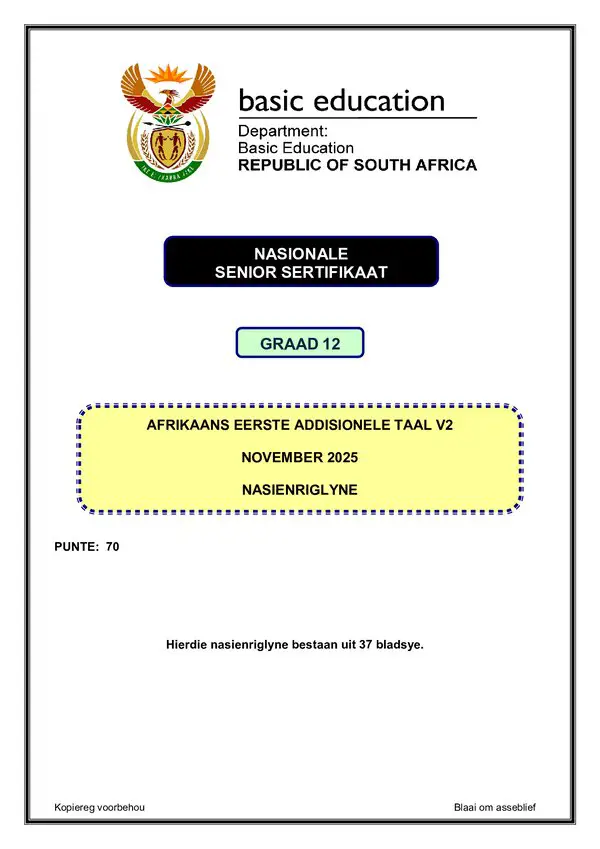 Afrikaans Fal P2 Memo