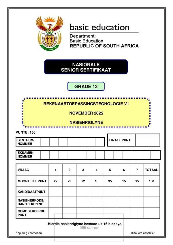 Computer Application Technology Memo 1 (Afrikaans)