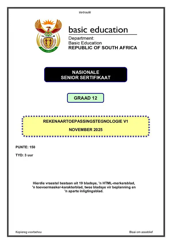 Computer Application Technology Paper 1 (Afrikaans)