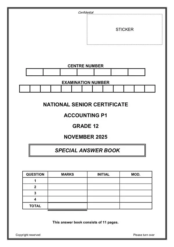 Accounting Paper 1 Answer Book (English)