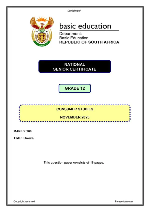 Consumer Studies Paper 1 (English)