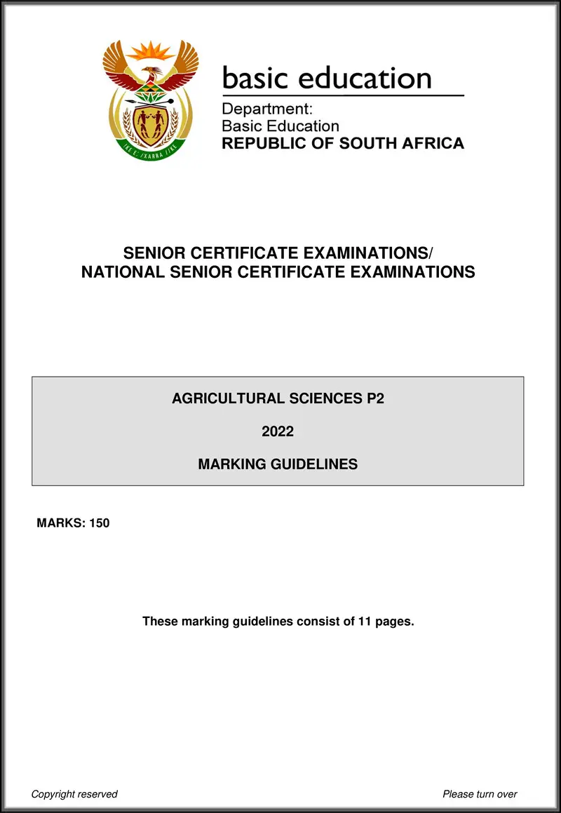 Grade 12 Agricultural Sciences past paper 2022 – agricultural sciences p2 may june 2022 mg eng gr12