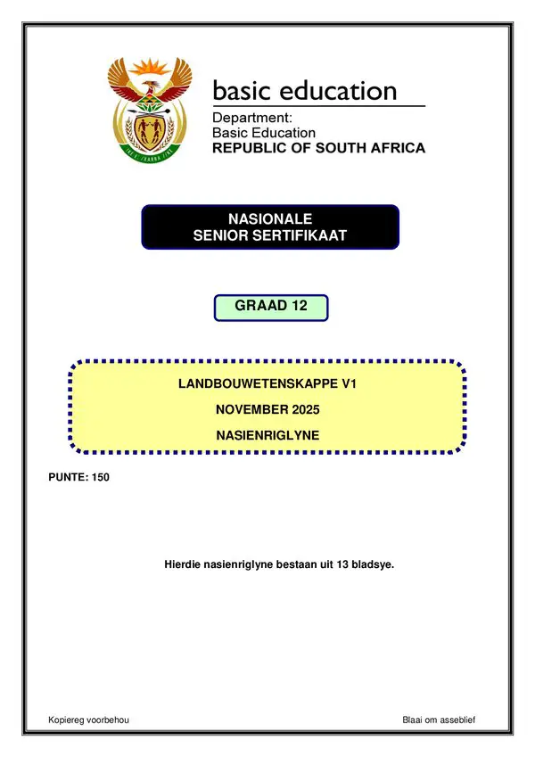 Agricultural Sciences Memo 1 (Afrikaans)