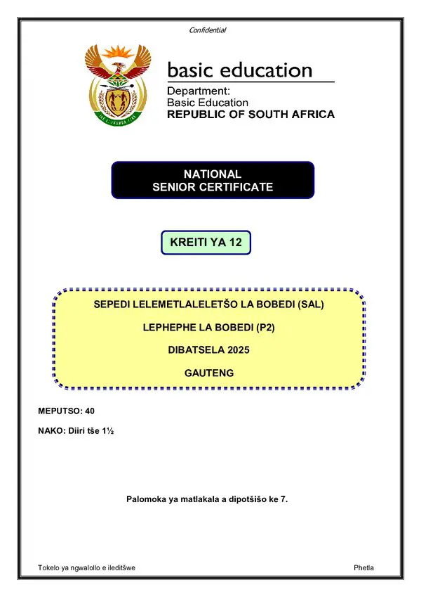 Sepedi Sal P2 Gauteng