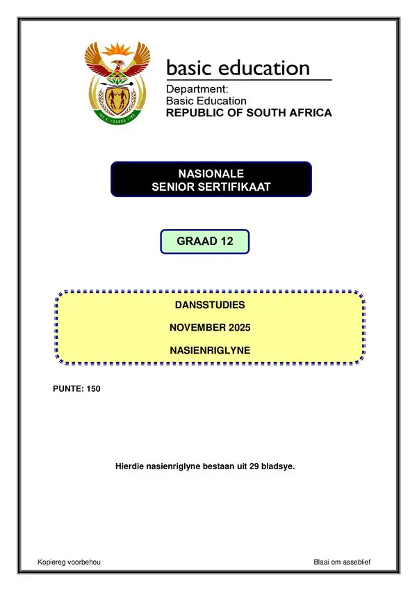 Dance Studies Memo 1 (Afrikaans)