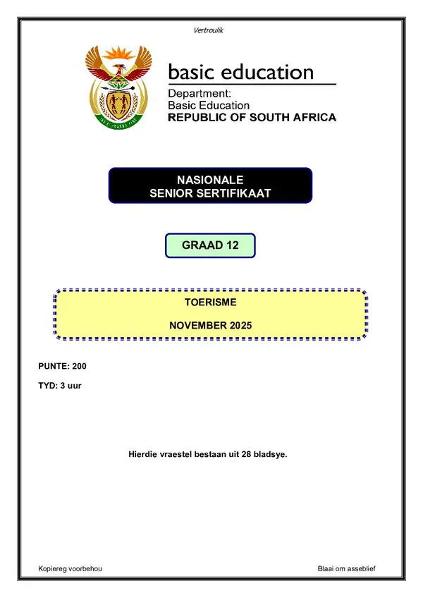 Tourism Paper 1 (Afrikaans)
