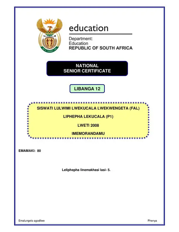 Siswati Fal P1 Memo