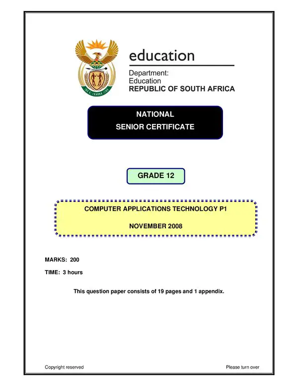 Computer Applicaitons Technology Computer Applications Technology P1 English
