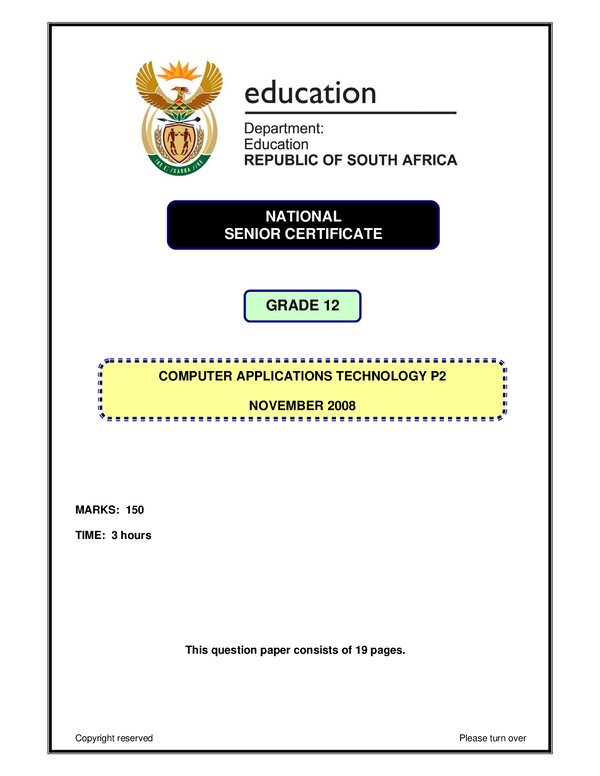 Computer Applicaitons Technology Computer Applications Technology P2 English