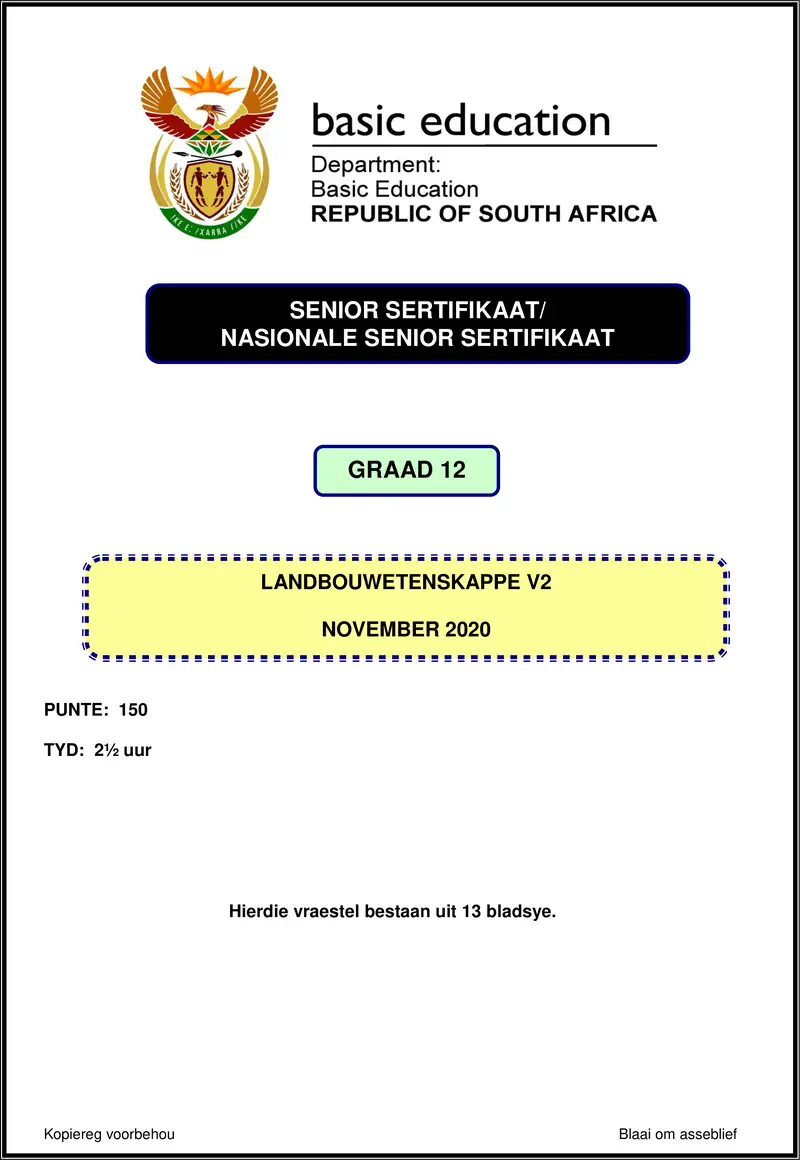 Agricultural Sciences P2 Nov 2020 Afr Gr12