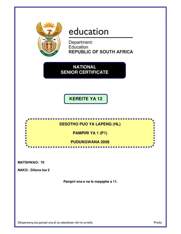Sesotho Hl P1