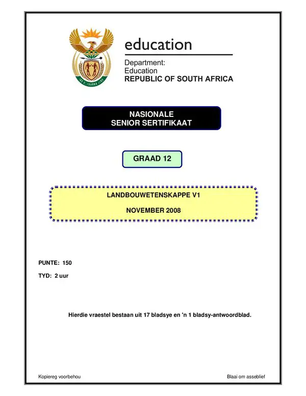 Agricultural Sciences P1 Afrikaans