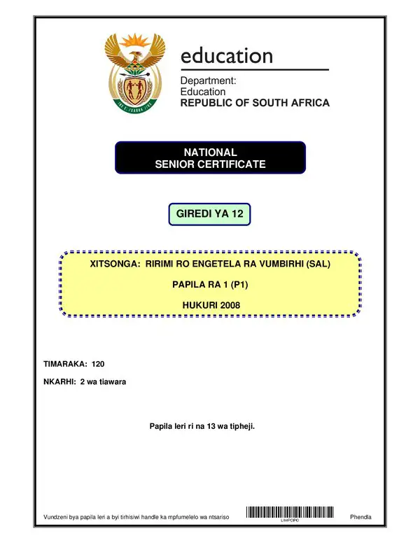 Xitsonga Sal P1 (Limpopo)