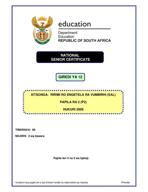 Xitsonga Sal P2