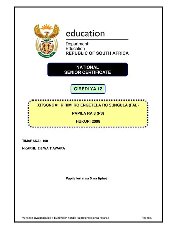 Xitsonga Fal P3 Memo