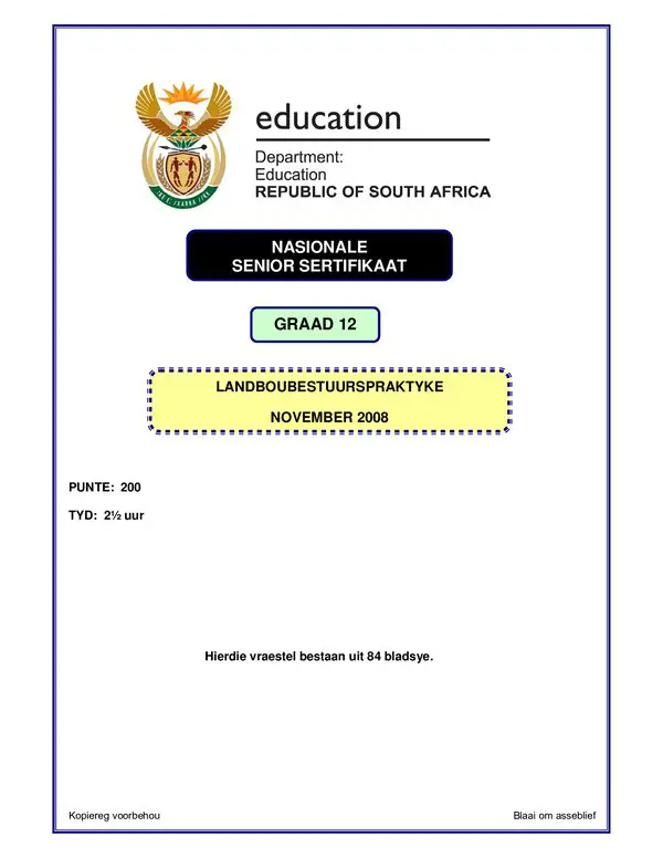 Agricultural Mangement Practices Agricultural Management Practices P1 Afrikaans