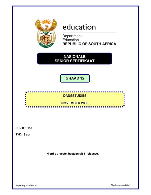 Dance Studies P1 Afrikaans