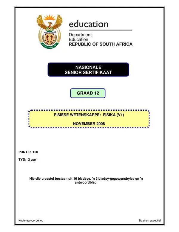 Physical Science P1 Afrikaans
