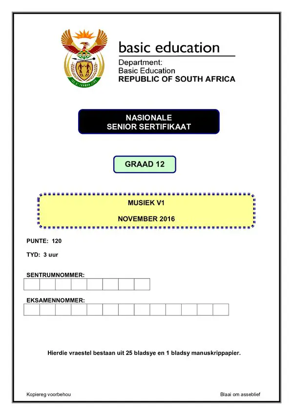 Music Paper 1 (Afrikaans)