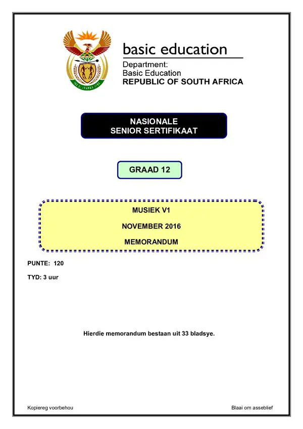 Music Memo 1 (Afrikaans)