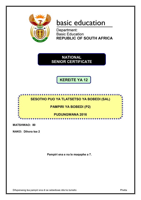Sesotho Sal P2