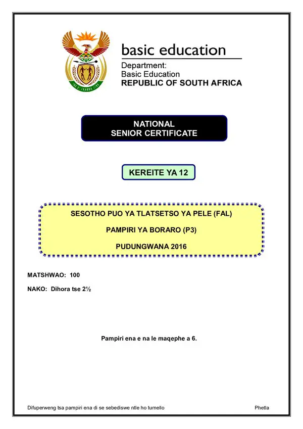 Sesotho Fal P3
