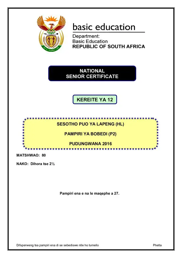 Sesotho Hl P2