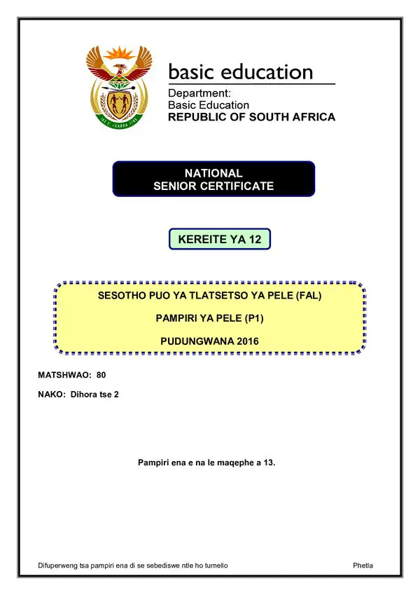 Sesotho Fal P1