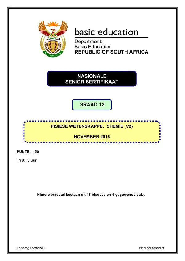Physical Sciences Paper 2 (Afrikaans)
