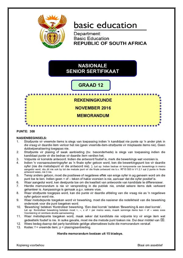 Accounting Memo 1 (Afrikaans)