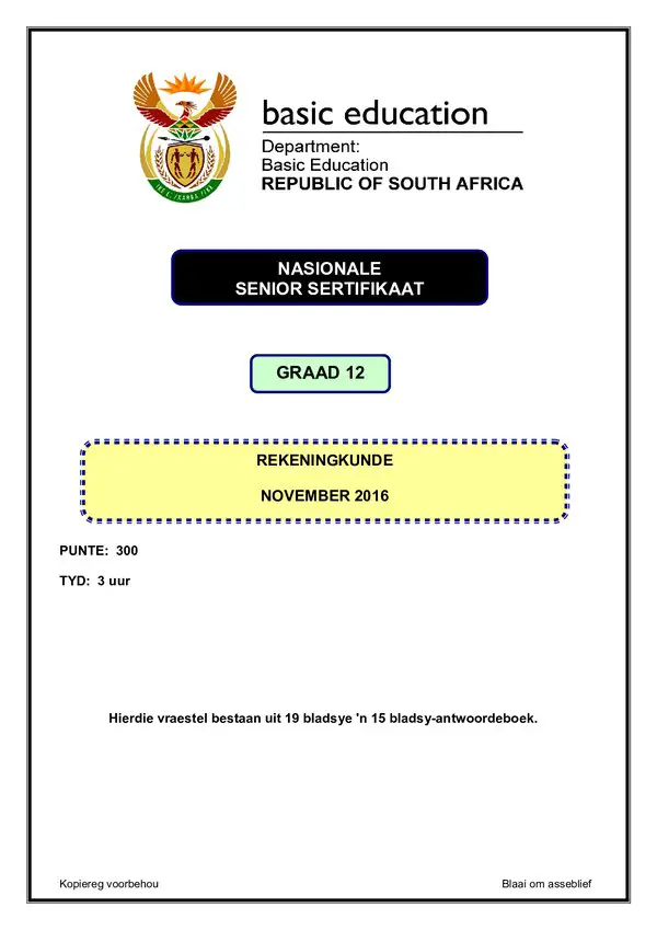 Accounting Paper 1 (Afrikaans)