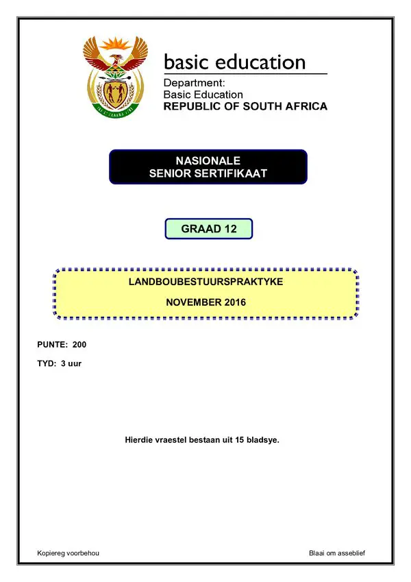 Agricultural Management Practices Paper 1 (Afrikaans)
