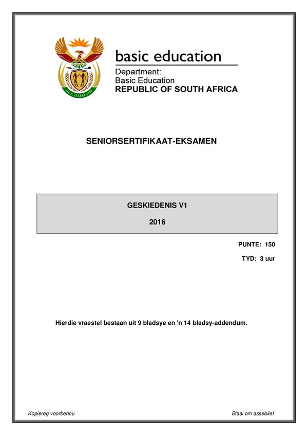 History Paper 1 (Afrikaans)