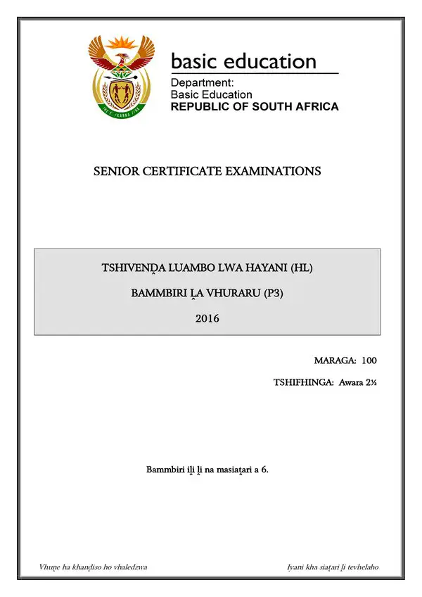 Tshivenda Hl P3